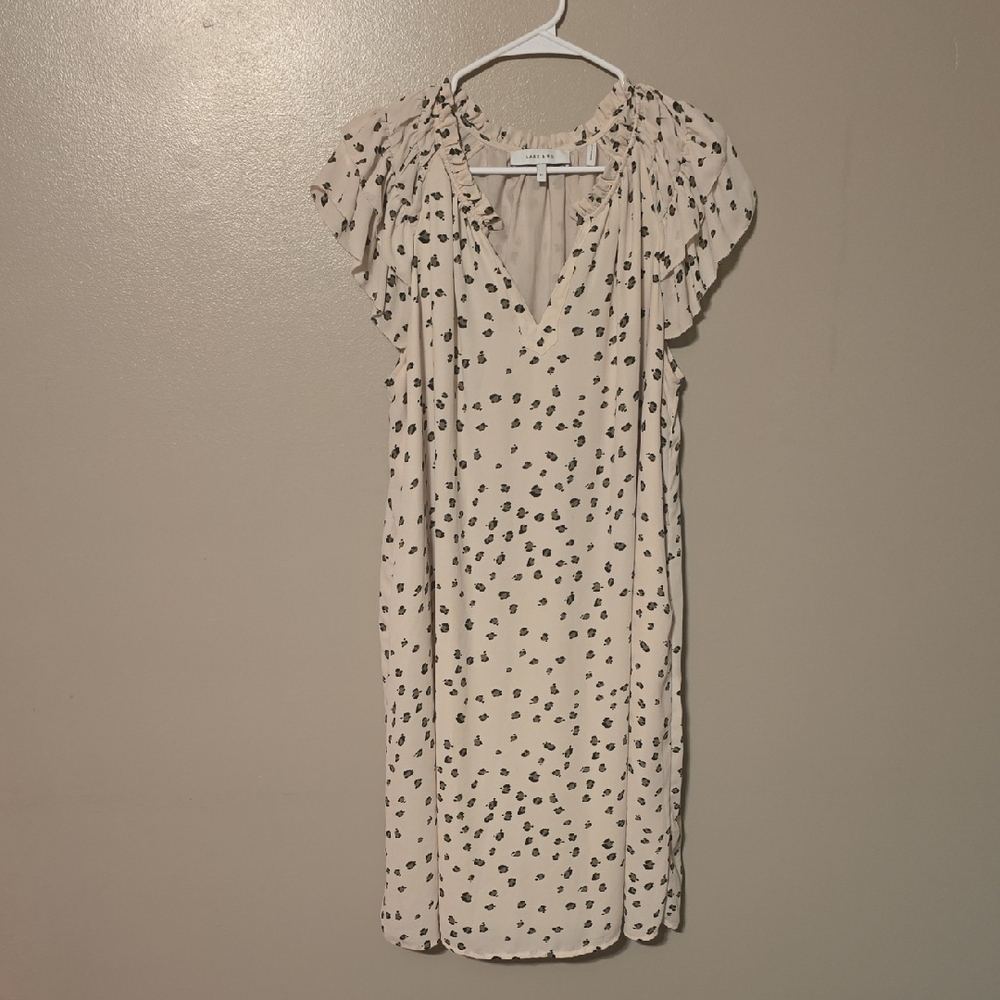 Lark & Ro Cream Mini Dress‎ with Black Pattern Womens Size 12